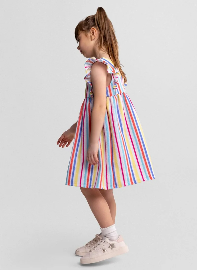 MINOTI Girls striped dress multicolour fitted silhouette